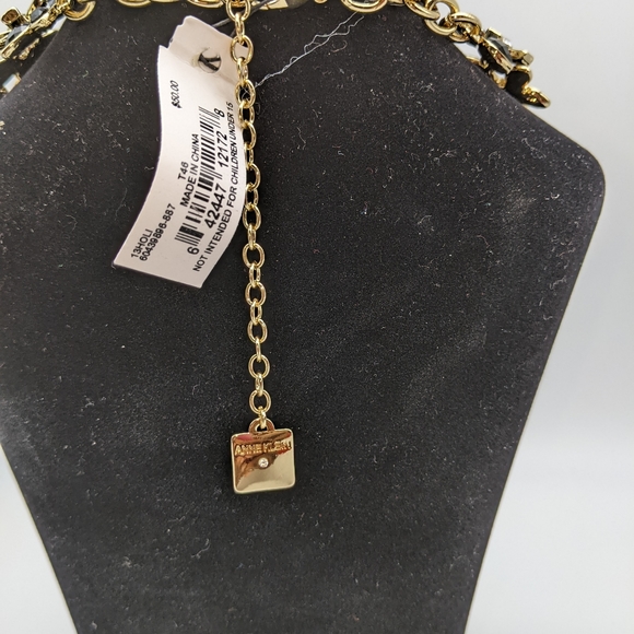 Anne Klien Gold-tone/ Black Necklace and Earrings 2pc Jewelry Set - Picture 16 of 16